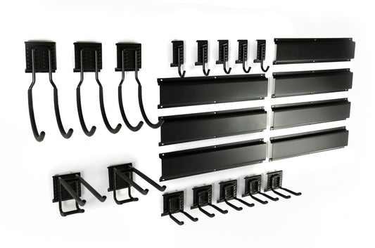 22-Piece Heavy Duty Adjustable Wall Mounted Storage System – Black