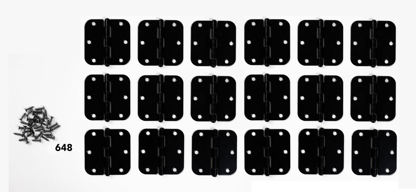 3-1/2" x 3-1/2" Rounded Corner Butt Hinge Kit (18 Pack)
