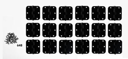 3-1/2" x 3-1/2" Rounded Corner Butt Hinge Kit (18 Pack)