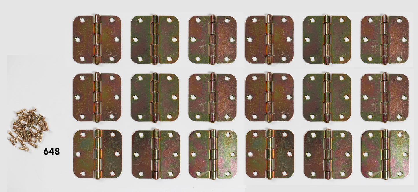 3-1/2" x 3-1/2" Rounded Corner Butt Hinge Kit (18 Pack)