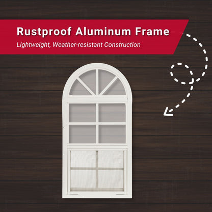 14" W x 28" H Arch Top Flush Mount Shed Window,  1 PK