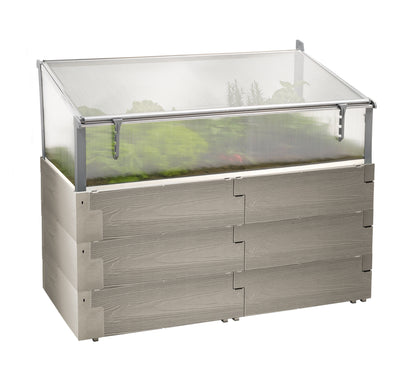 Wooden cold frame with transparent lid for gardening