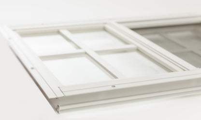 18" x 27" Sliding Shed Windows 2 Pack– Flush Mount, Tempered Glass, Screened Aluminum Frame