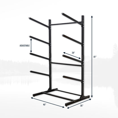 G-Watersport 4 Freestanding Kayak & Paddleboard Rack | Holds 4 Kayaks | Black