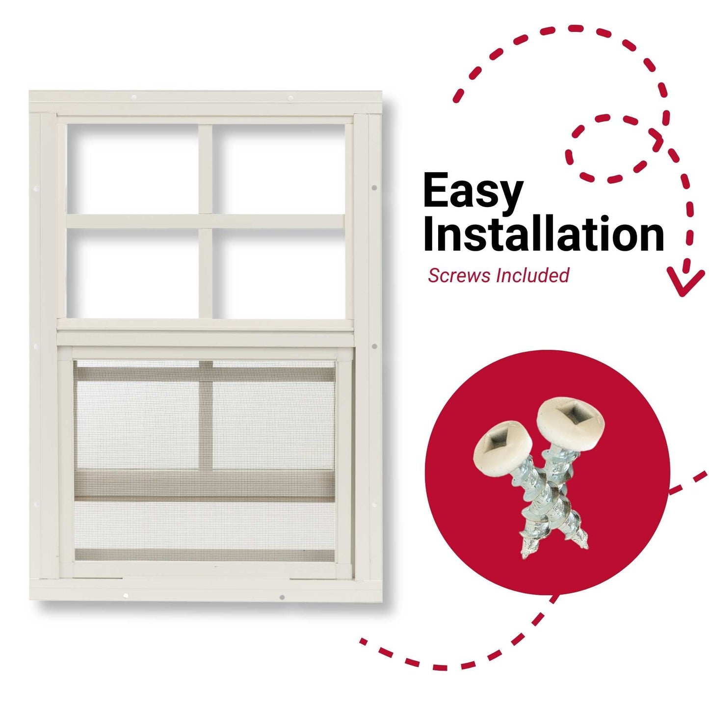 14" x 27" Flush Mount Sliding Shed Window | Tempered Glass, Screened, Rustproof Frame