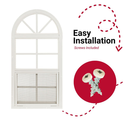 14" W x 28" H Arch Top Flush Mount Shed Window,  1 PK