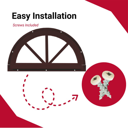 18.25" Half Moon Sunburst Flush Mount Shed Window