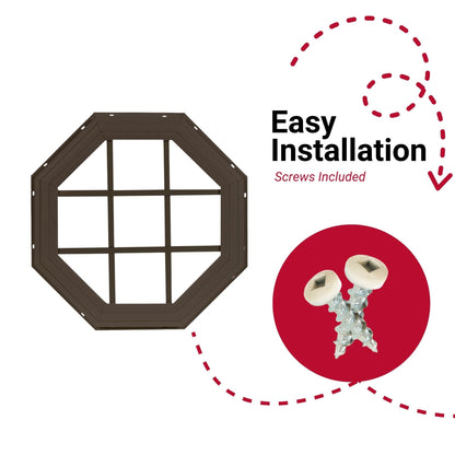 18" Octagon Gable J-Lap Shed Window,  PVC