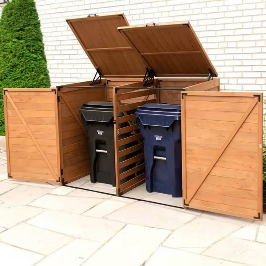 Outdoor Wooden Garbage Bin Shed