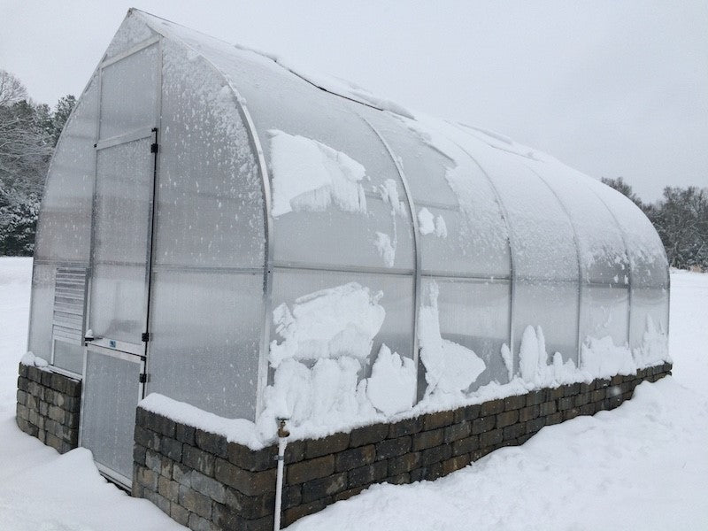 Riga 5 Polycarbonate Greenhouse Snow Dropped Door
