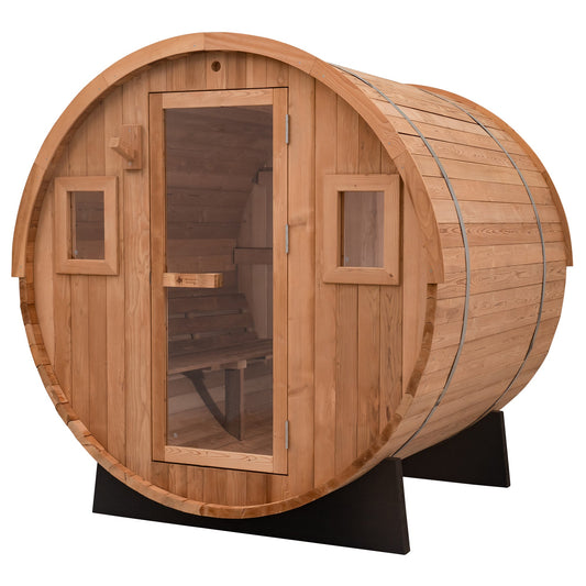 Barrel Outdoor Sauna - 6 Person w/ Harvia KIP 8kW Heater