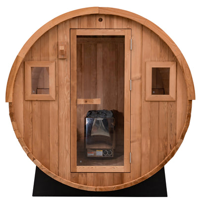 Barrel Outdoor Sauna - 6 Person w/ Harvia Spirit Wi-Fi 8kW Heater