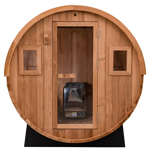 Barrel Outdoor Sauna - 6 Person w/ Harvia Spirit Wi-Fi 8kW Heater