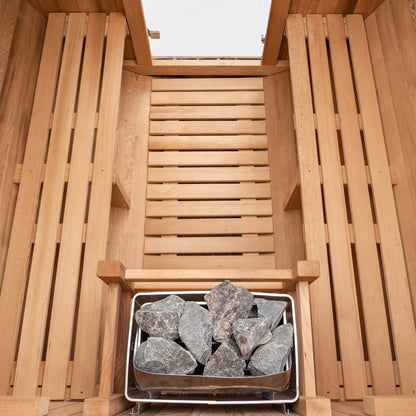 Barrel Outdoor Sauna - 6 Person w/ Harvia Spirit Wi-Fi 8kW Heater