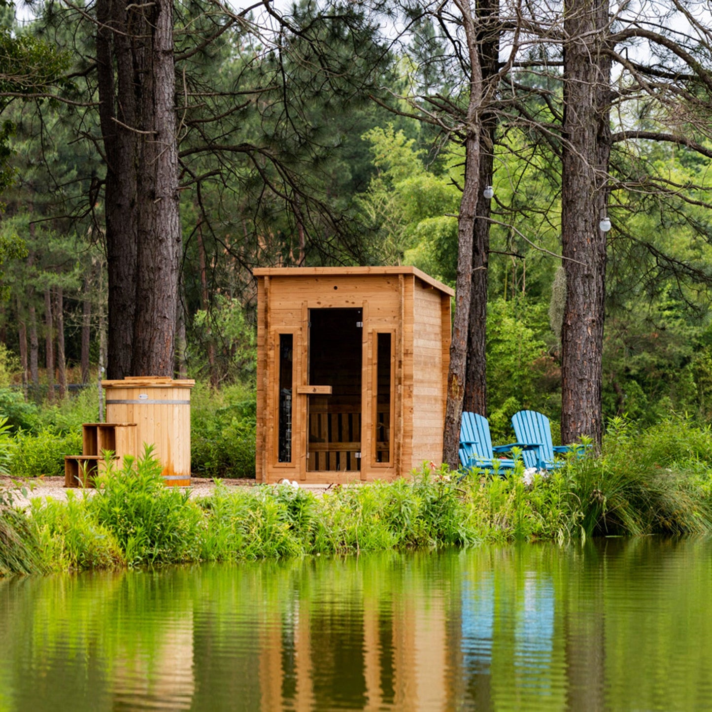 4 Person Outdoor Sauna | The Cabin with Harvia Wi-Fi Heater