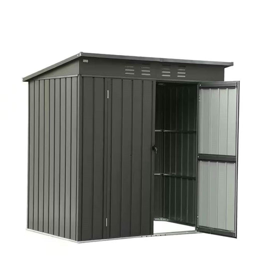 Outdoor Steel Metal Shed Black Galvanized  6ft. x 4 ft.