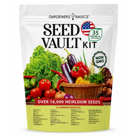 Vegetable Seed Vault Kit – 35 Heirloom Non-GMO Vegetable Seeds for Gardening & Survival Food Storage