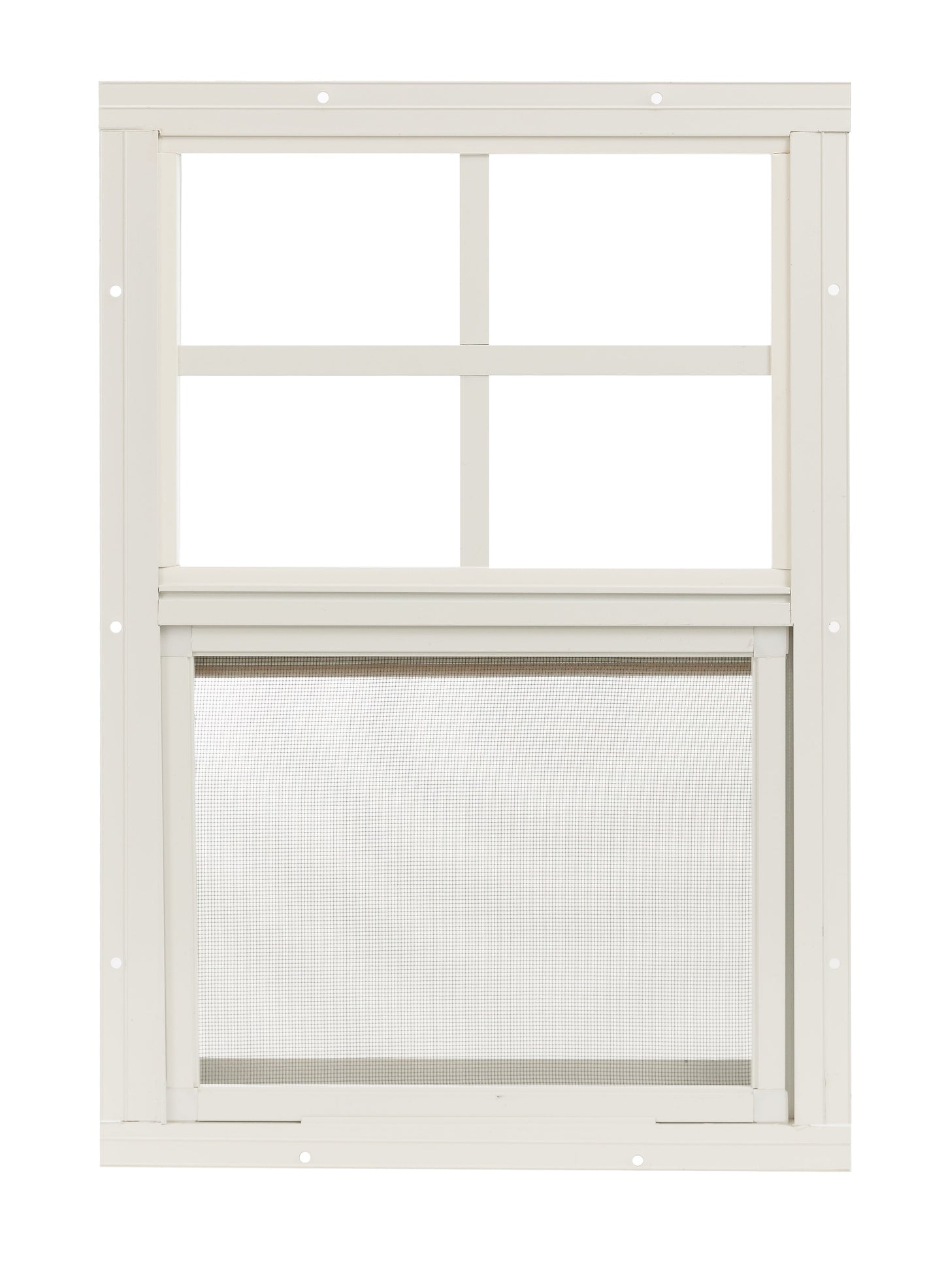 18" x 23" Flush Mount Sliding Shed Window | Tempered Glass, Screened Aluminum Frame
