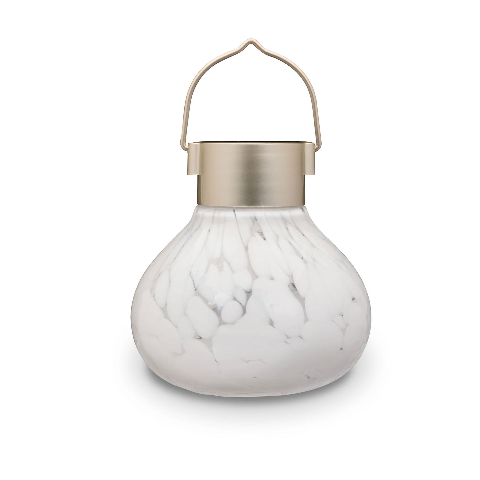 solar glass tea lantern white