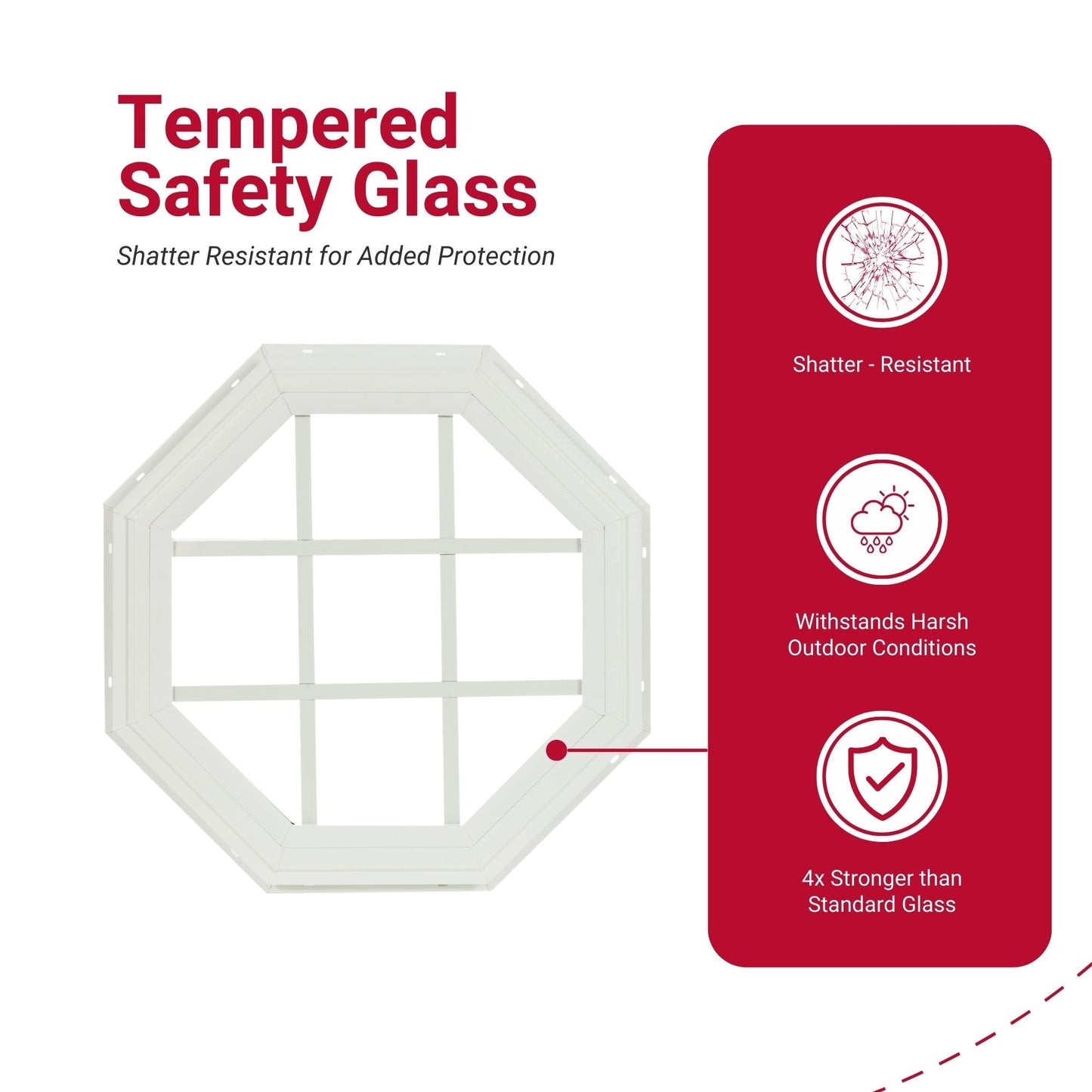 18" Octagon Gable J-Lap Shed Window,  PVC