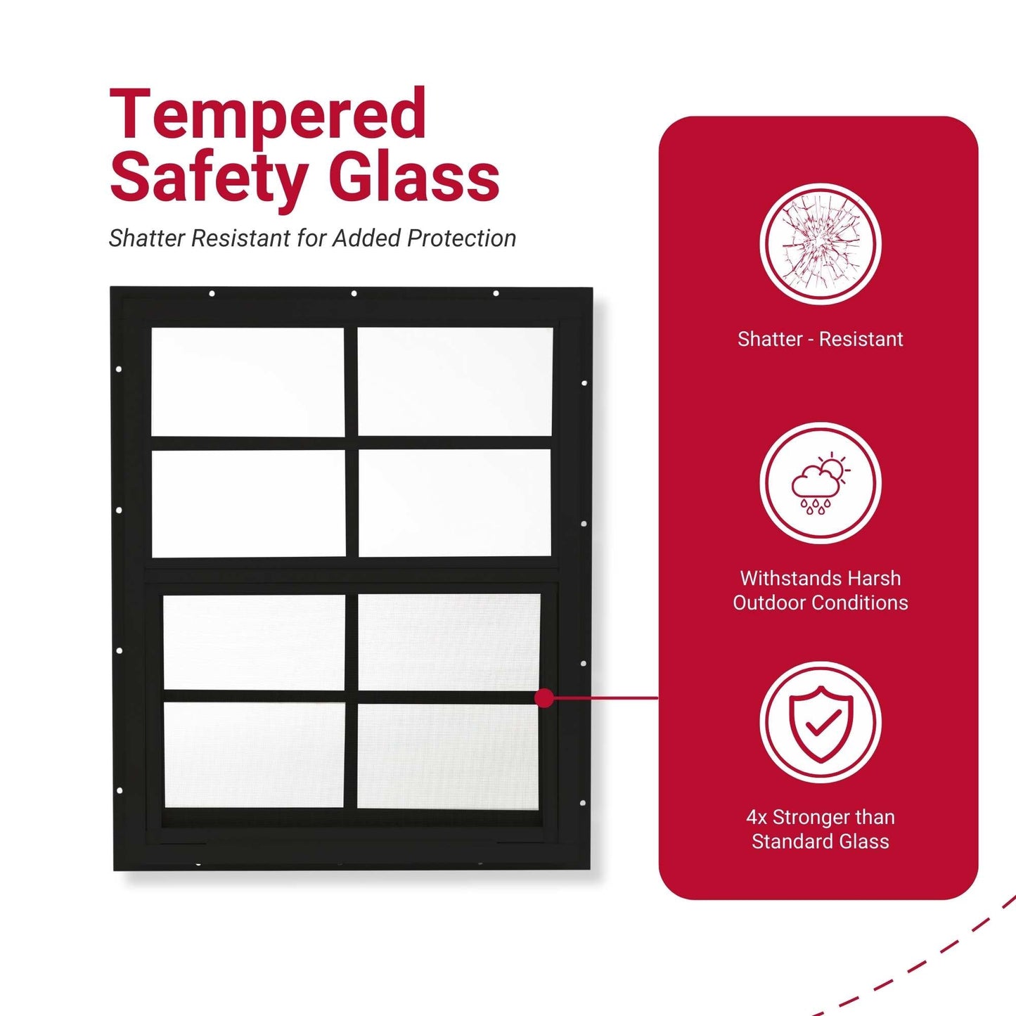 14" x 27" Flush Mount Sliding Shed Window 2 Pack | Tempered Glass, Screened, Rustproof Frame