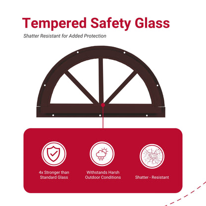 18.25" Half Moon Sunburst Flush Mount Shed Window
