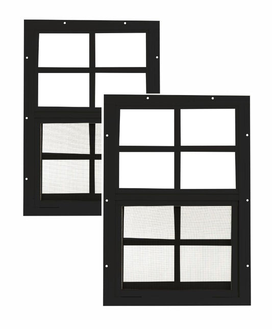 12" x 18" Flush Mount Sliding Shed Window 2 Pack | Tempered Glass, Screened, Rustproof Frame