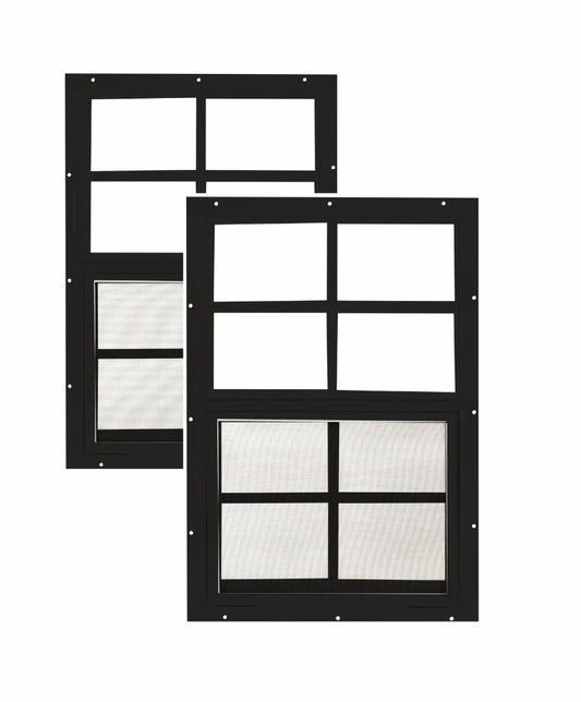 14" x 21" Flush Mount Sliding Shed Window 2 Pack | Tempered Glass, Screened, Rustproof Frame
