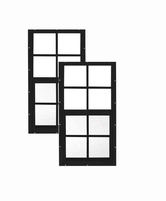 14" x 27" Flush Mount Sliding Shed Window 2 Pack | Tempered Glass, Screened, Rustproof Frame