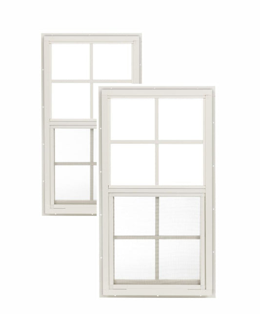 14" x 21" J-Lap Sliding Shed Window 2 Pack | Tempered Glass, Screened, Rustproof Frame