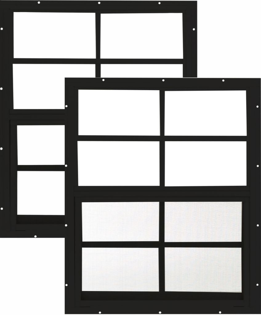 18" x 23" Flush Mount Sliding Shed Window 2 Pack | Tempered Glass, Screened Aluminum Frame