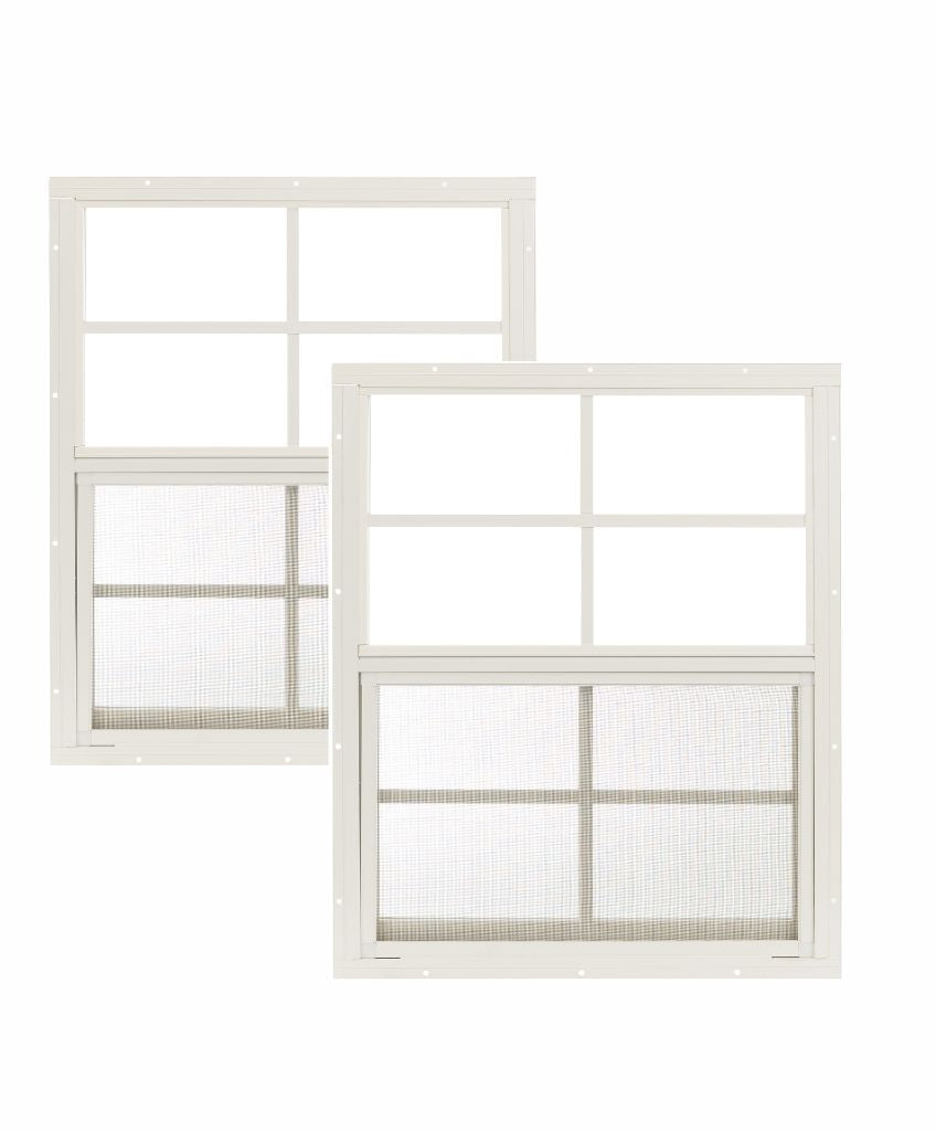 18" x 23" Flush Mount Sliding Shed Window 2 Pack | Tempered Glass, Screened Aluminum Frame
