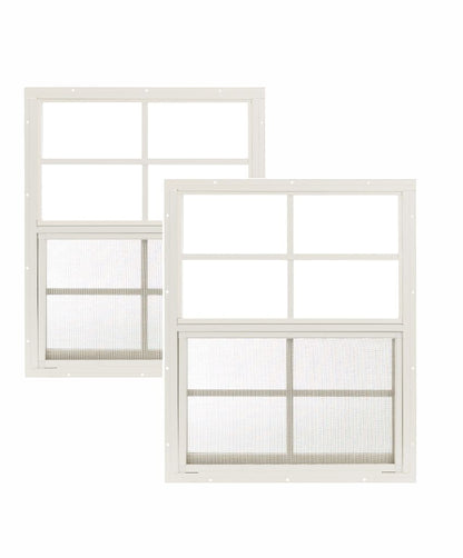 18" x 23" Flush Mount Sliding Shed Window 2 Pack | Tempered Glass, Screened Aluminum Frame
