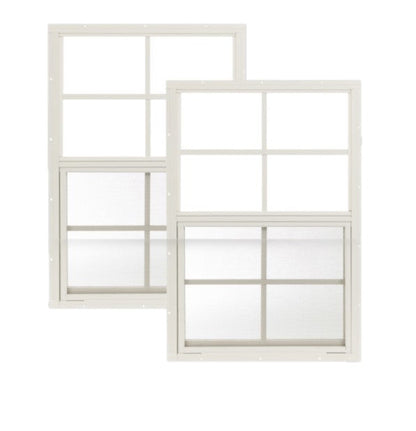 18" x 27" Sliding Shed Windows 2 Pack– Flush Mount, Tempered Glass, Screened Aluminum Frame