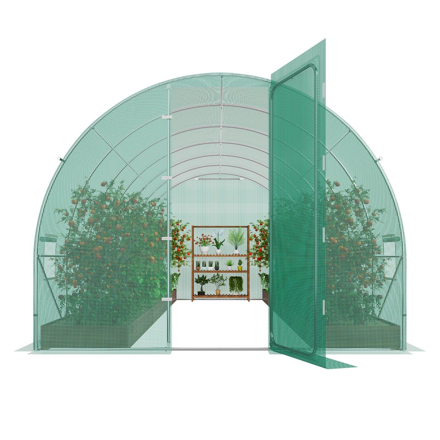 VEVOR Walk-in Tunnel Greenhouse 19.36x9.68x7.4ft Galvanized Frame PE Cover Green