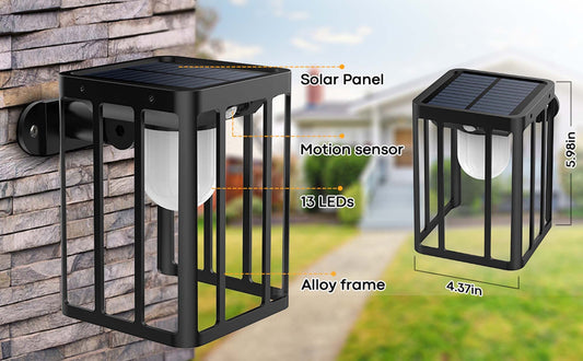 Outdoor Solar Wall Lights Sconce Black