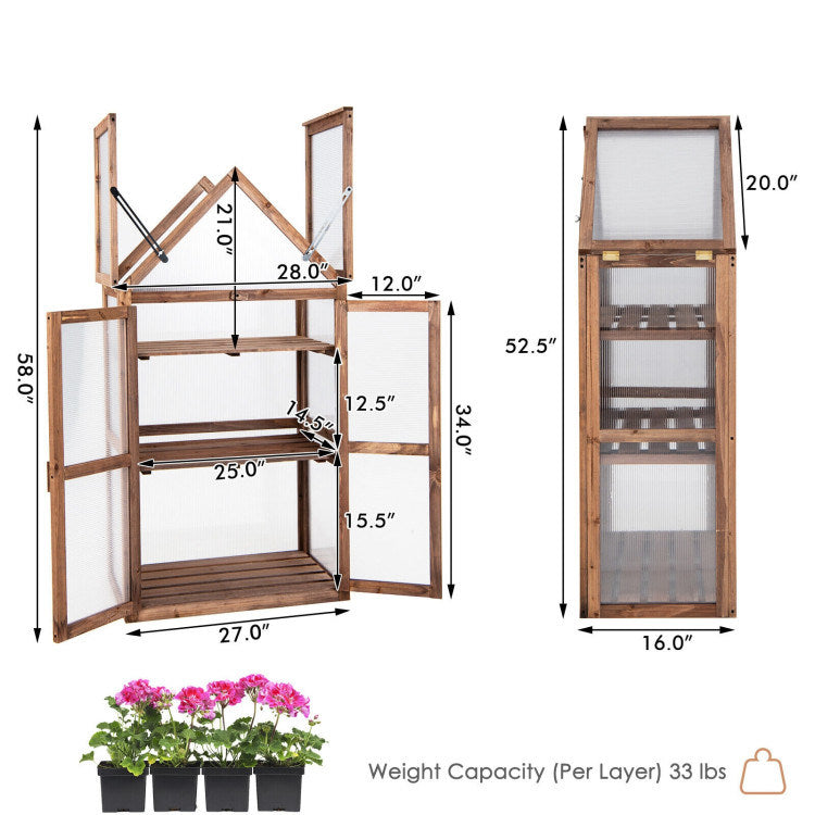 Small Outdoor Mini Wooden Greenhouse