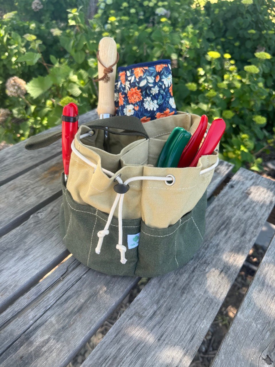green garden tool organizer bucket bag durable