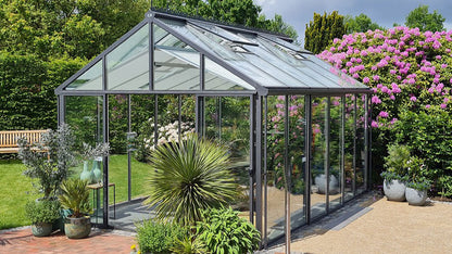 Livingten insulated glass greenhouse with double pane glass and grey aluminum frame