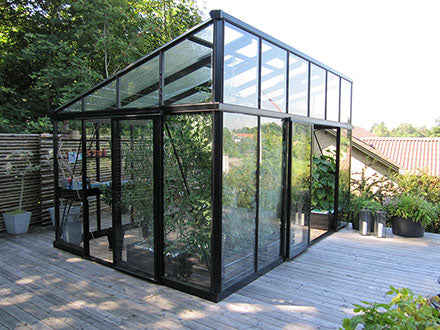 greenhouse kit double hinged doors black aluminum frame in Fort Collins Colorado South Table Sheds