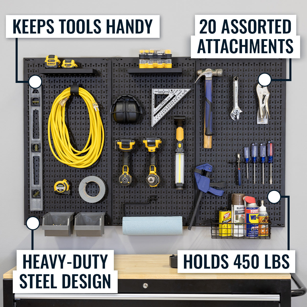51" x 32" Pegboard |20 Attachments