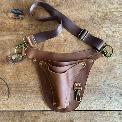 rose gardener with leather holster belt