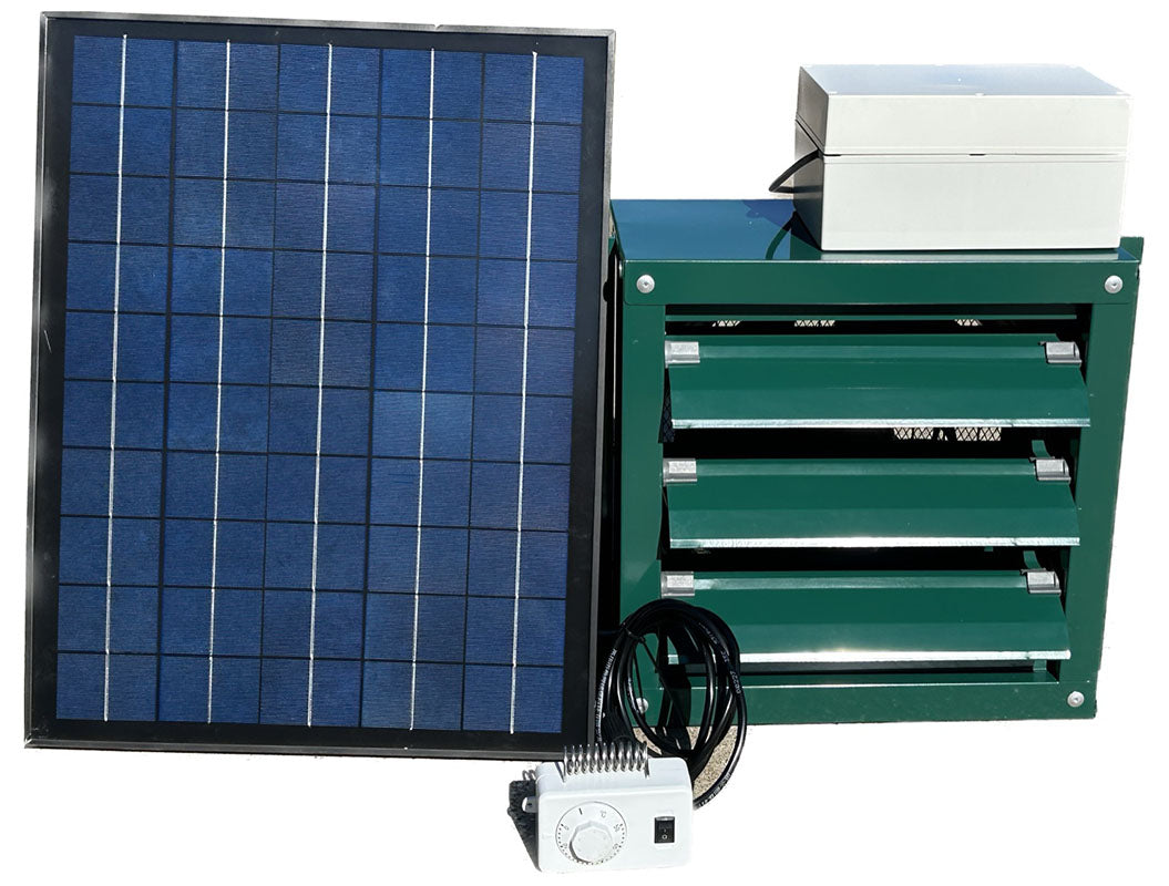 Riga solar powered greenhouse exhaust fan system