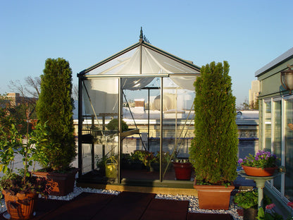 victorian greenhouse rooftop installation urban Denver space-saving South Table Sheds